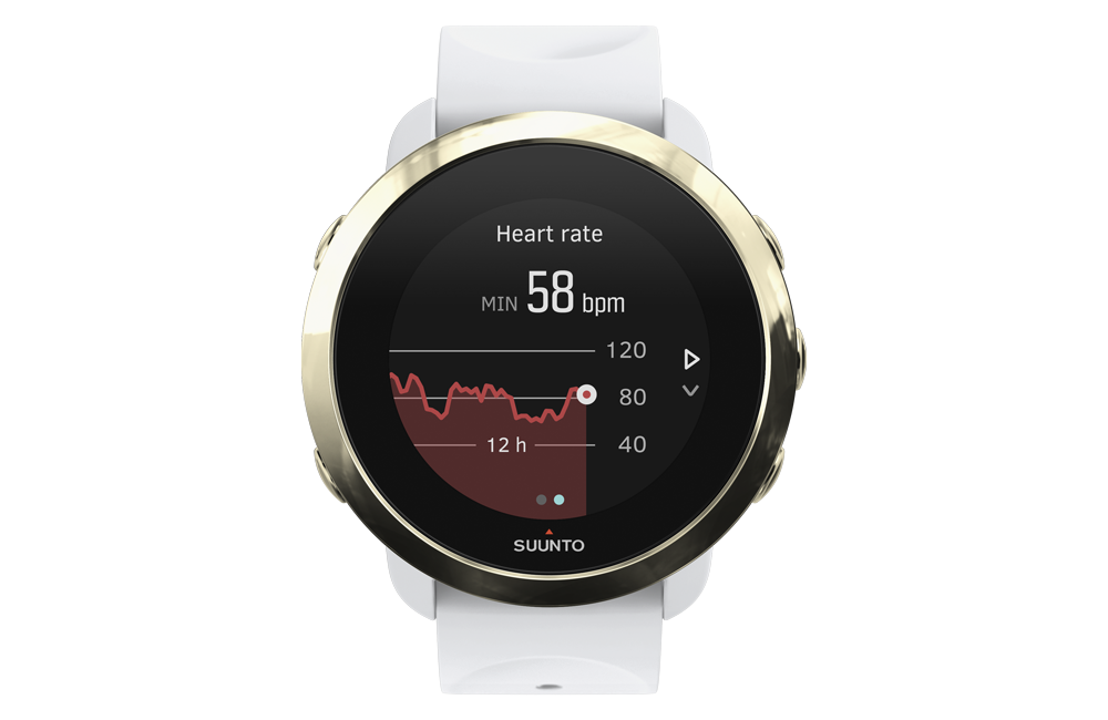 Tendencia de frecuencia cardíaca diaria en Suunto 3 Fitness