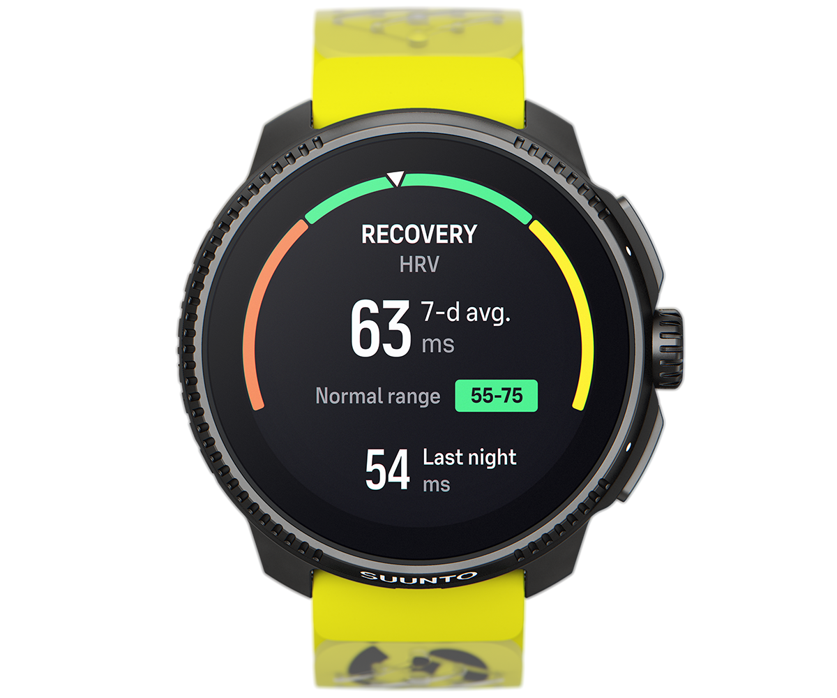 Suunto defines an individual's normal range over 60 days, comparing the rolling seven-day average with that baseline.